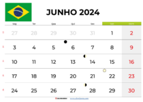 Calendário Junho 2024 Brasil