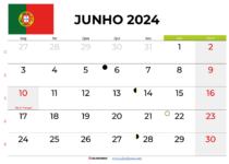 Calendario Junho 2024 Portugal