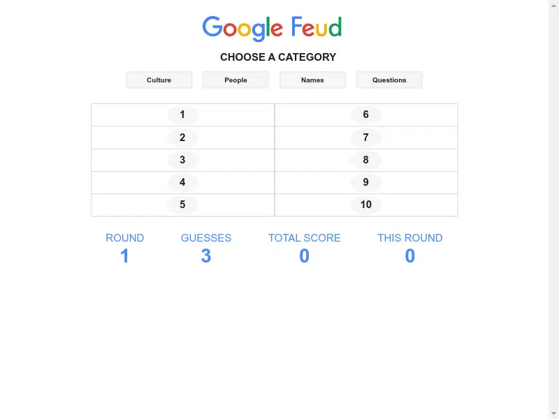 Feudle game Google Feud