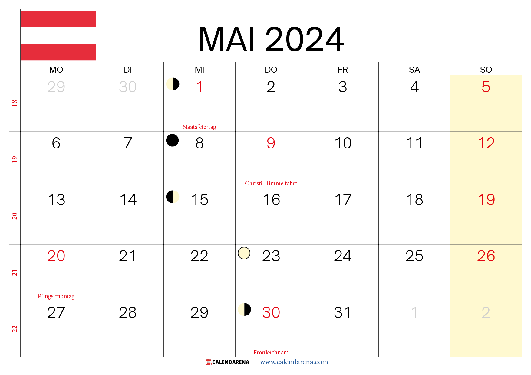 Kalender Mai 2024 Mit Feiertagen Österreich