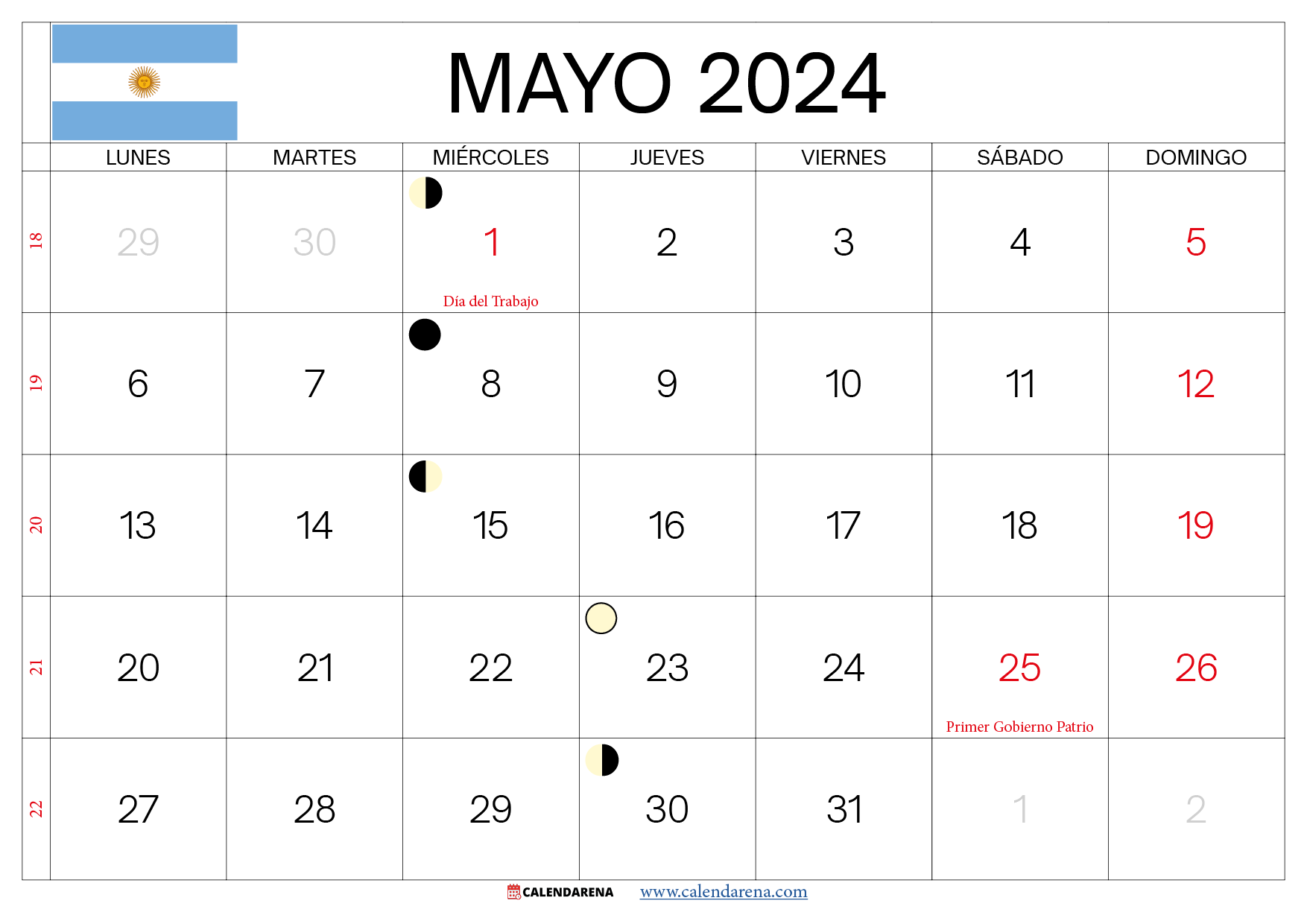almanaque mayo 2024 argentina