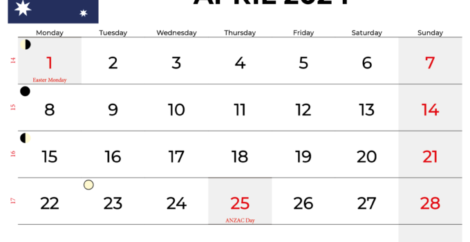 april 2024 calendar australia