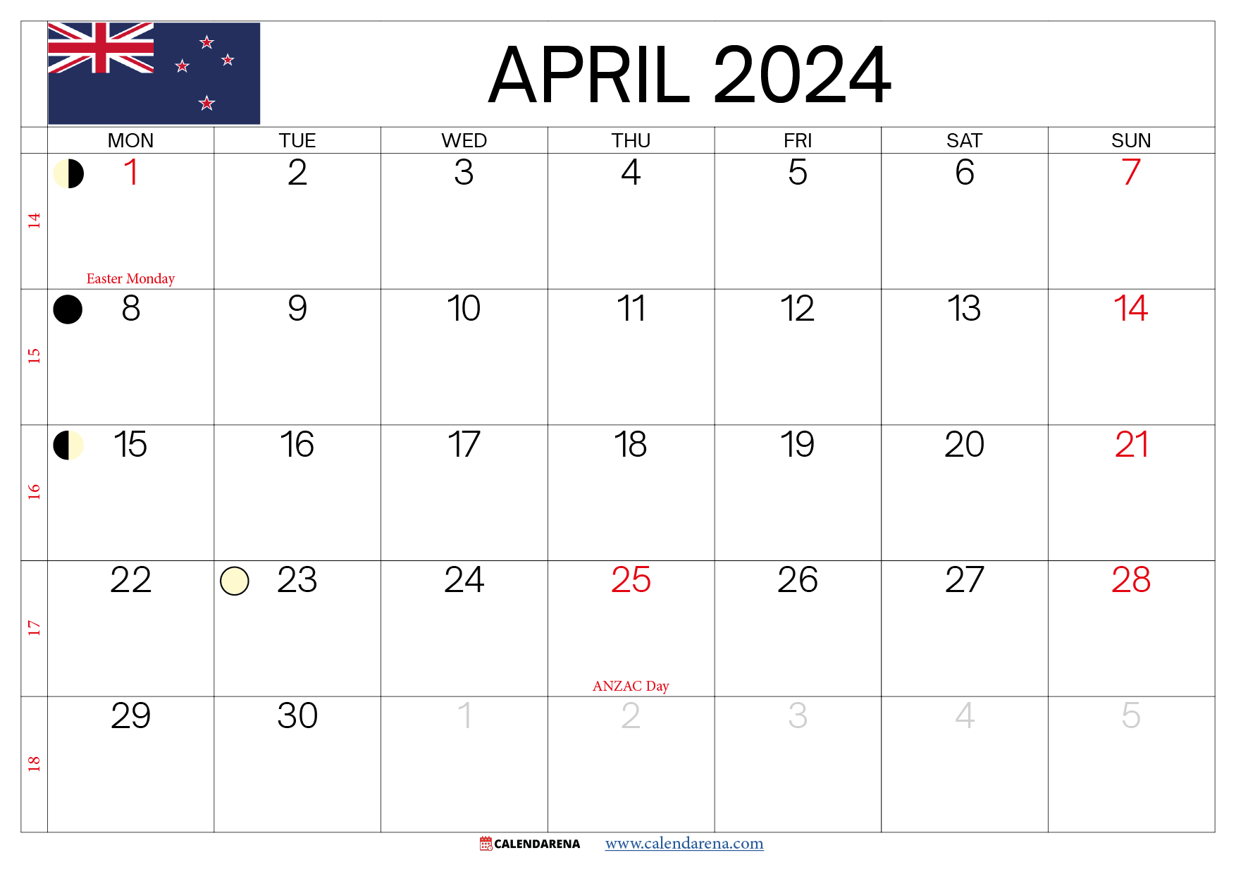 april 2024 calendar nz