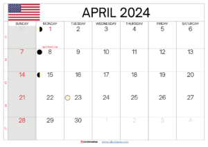 April 2024 Calendar USA With Holidays