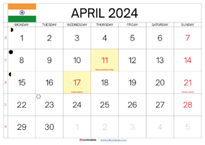 April 2024 Calendar India With Holidays