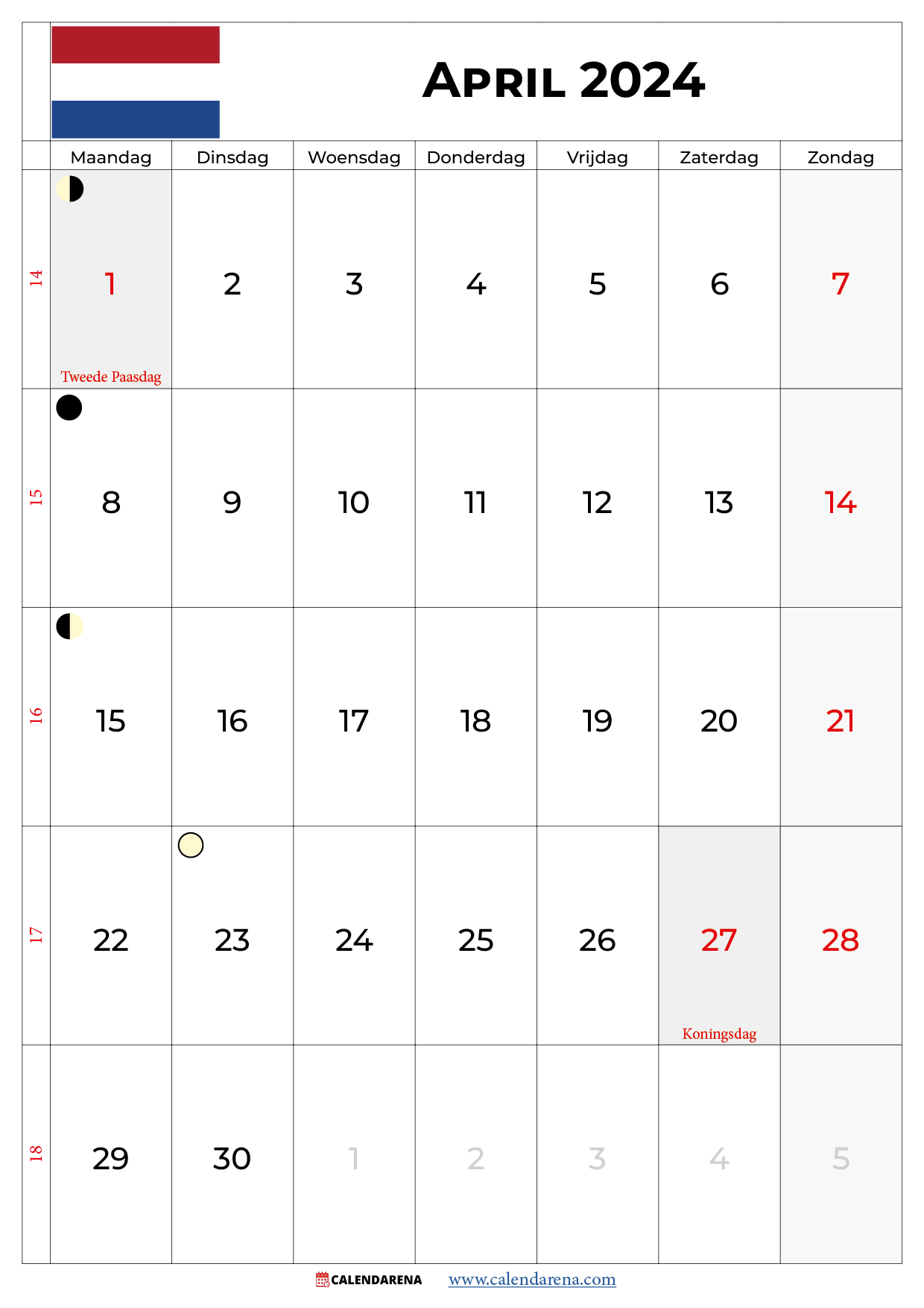 april 2024 kalender nederland
