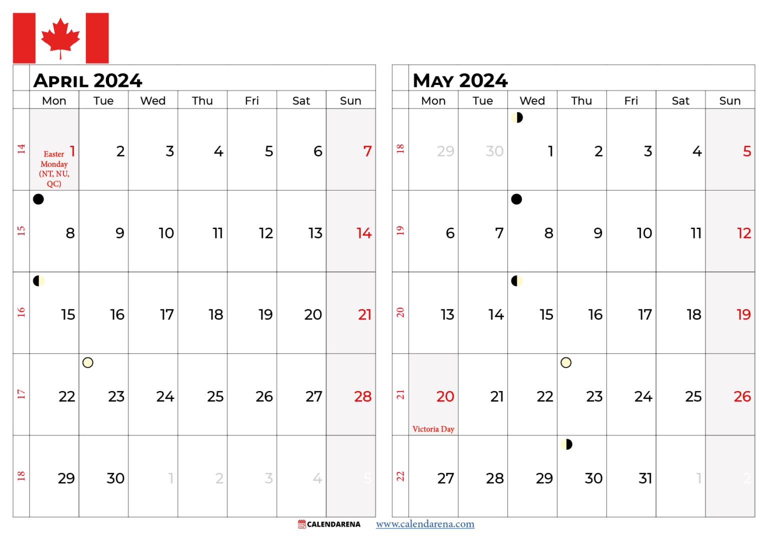 May 2024 Calendar Canada With Holidays