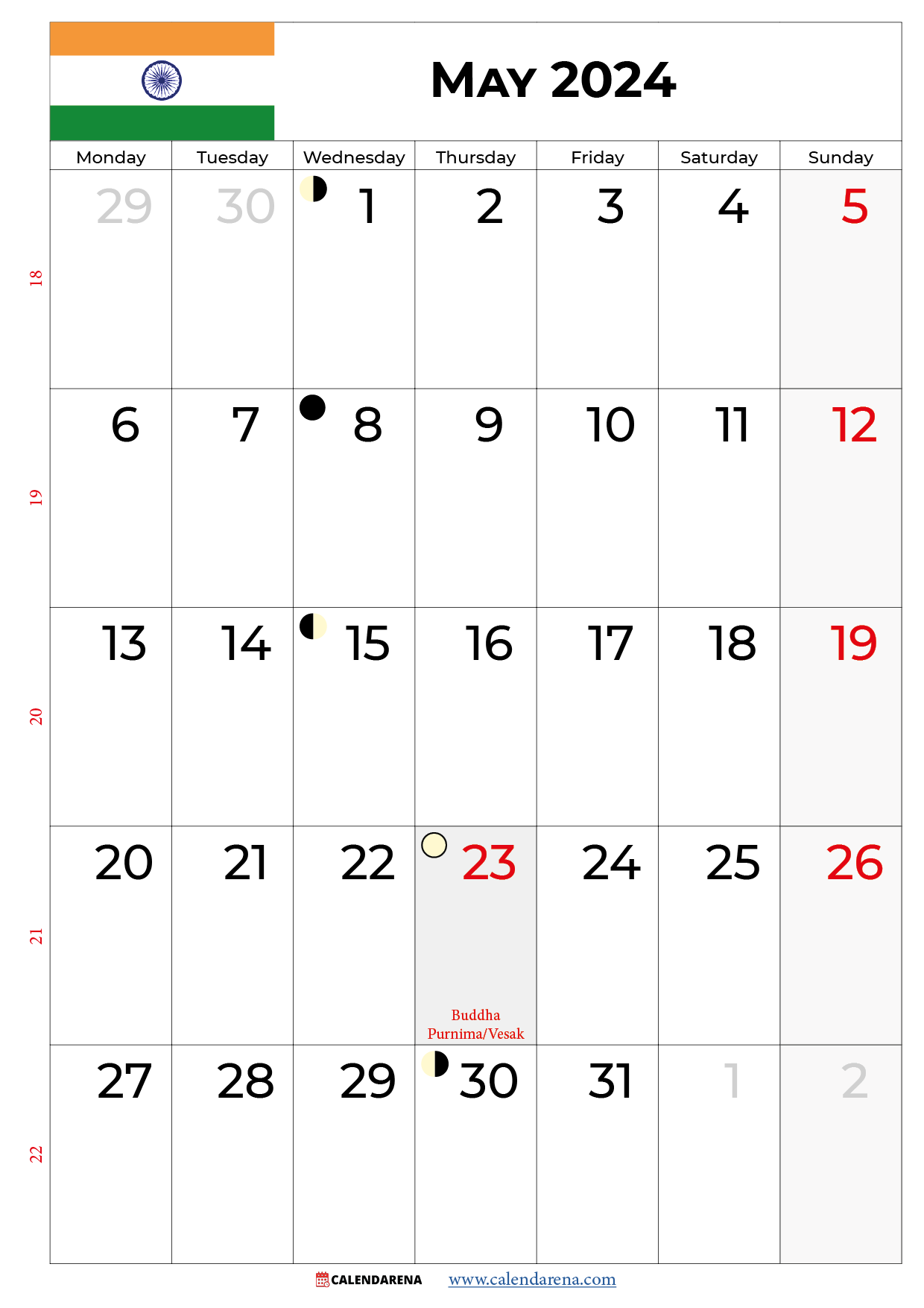 calendar may 2024 India