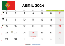 calendario abril 2024 Portugal