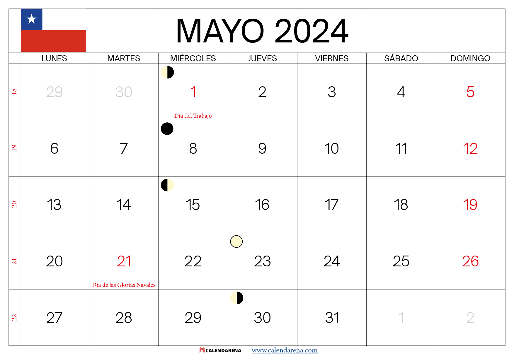 calendario de mayo 2024 chile