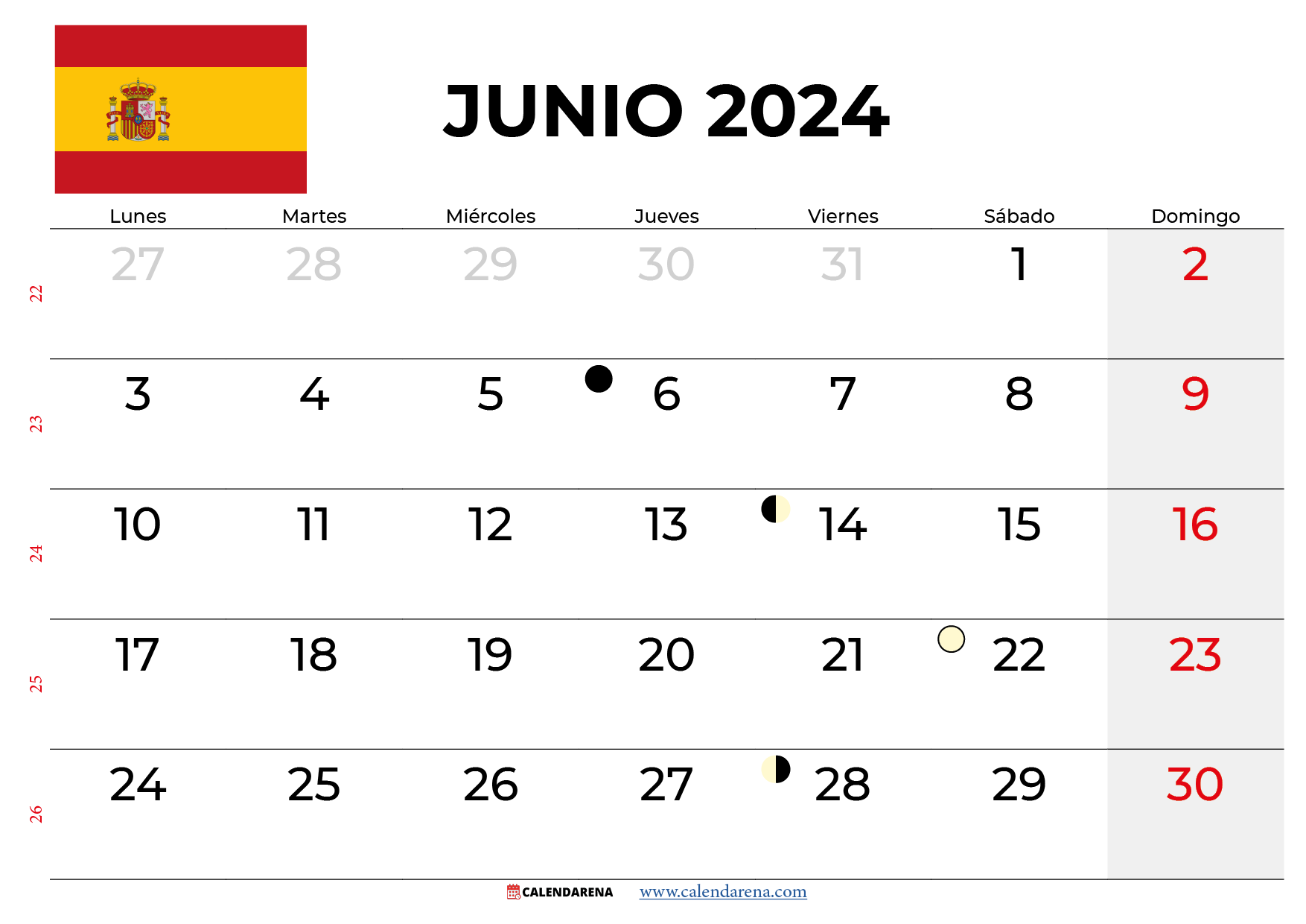 calendario junio 2024 España