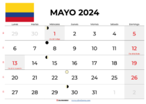 calendario mayo 2024 colombia