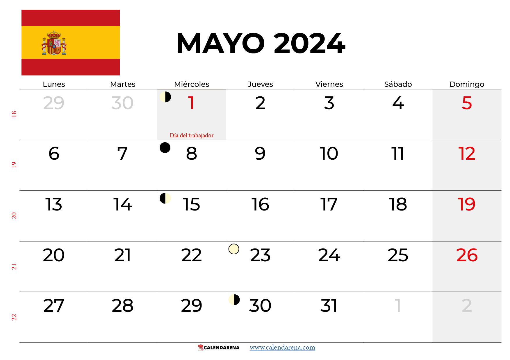 calendario mayo 2024 españa