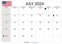 july calendar 2024 USA