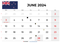 june 2024 calendar NZ