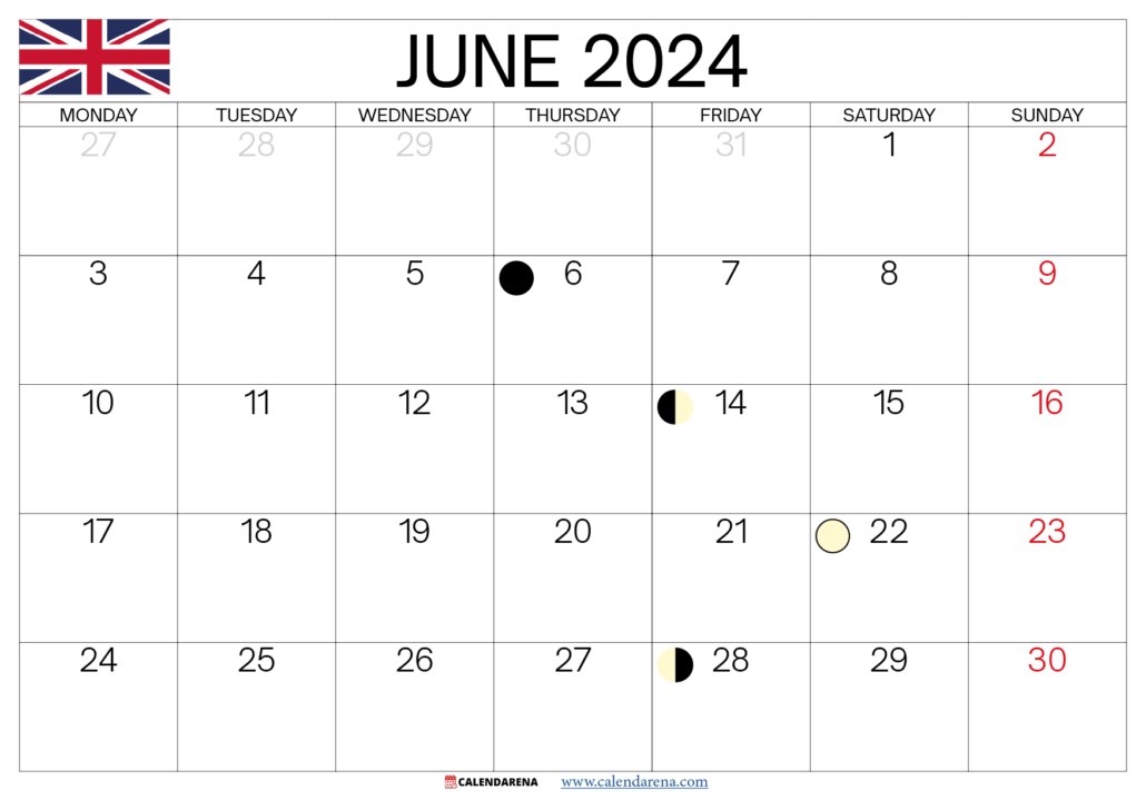 June 2024 Calendar UK