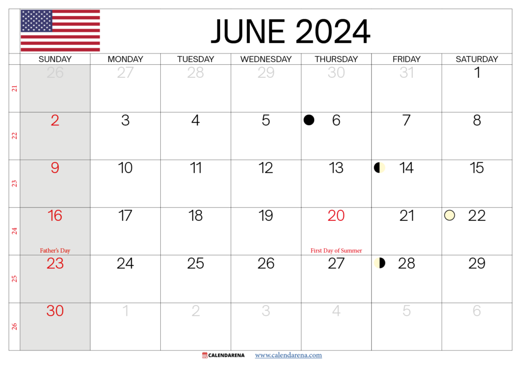 June 2024 Calendar USA With Holidays