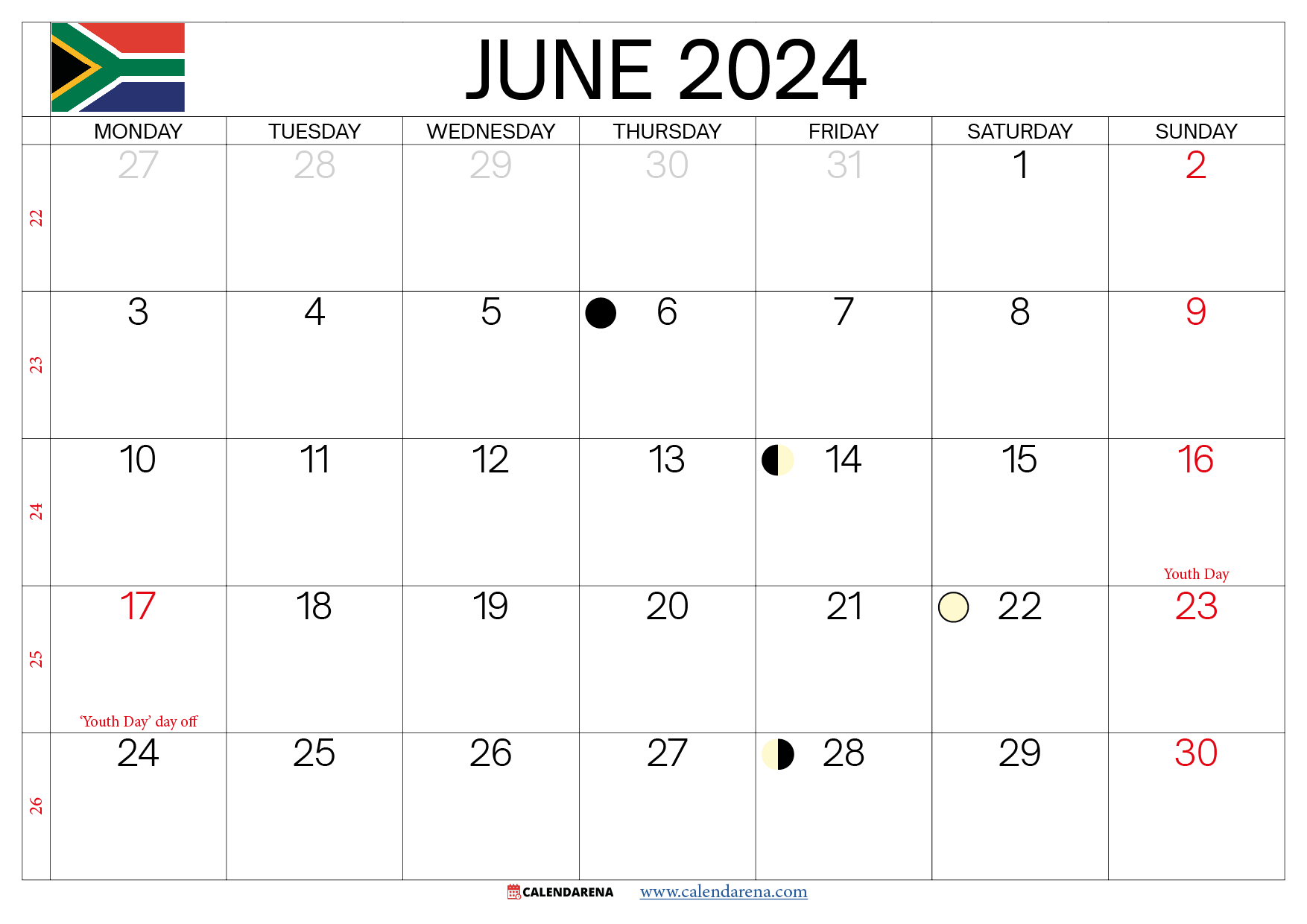 june 2024 calendar printable south africa