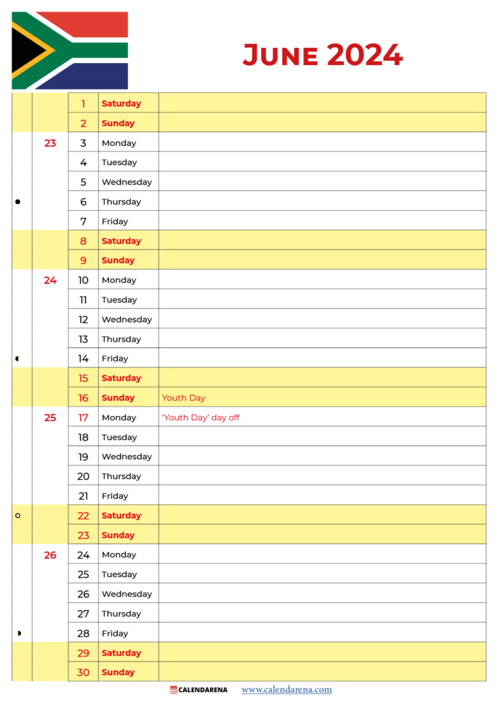 June 2024 Calendar South Africa