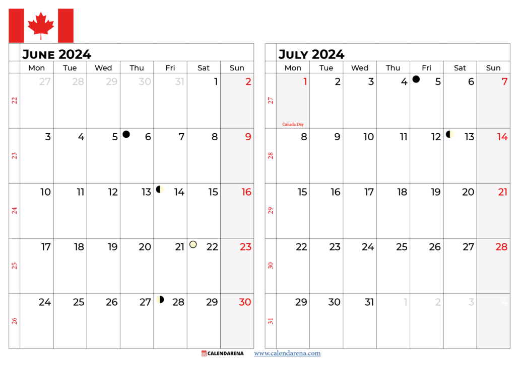 June 2024 Calendar Canada