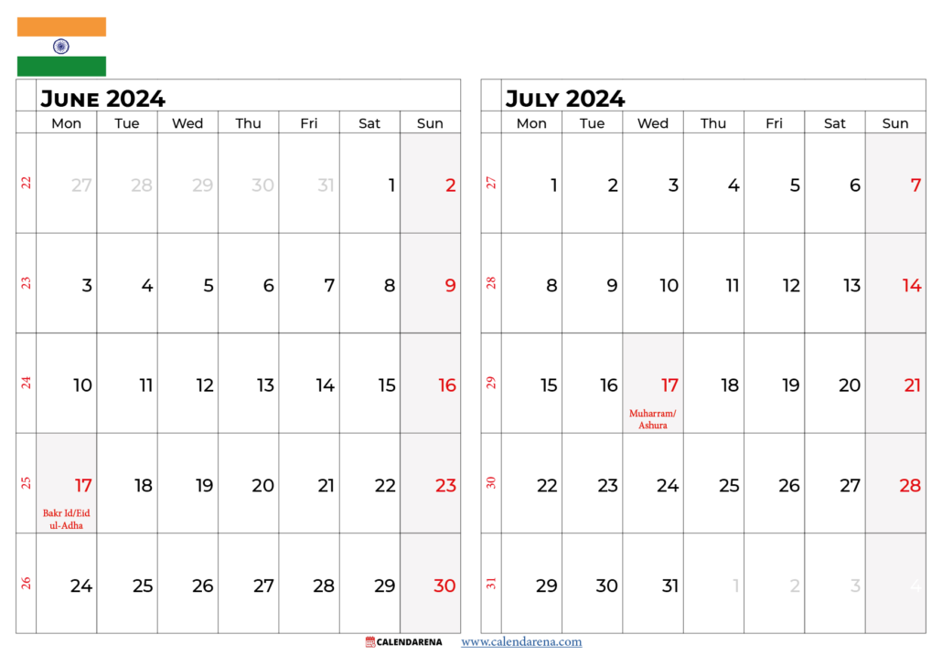 June 2024 Calendar India