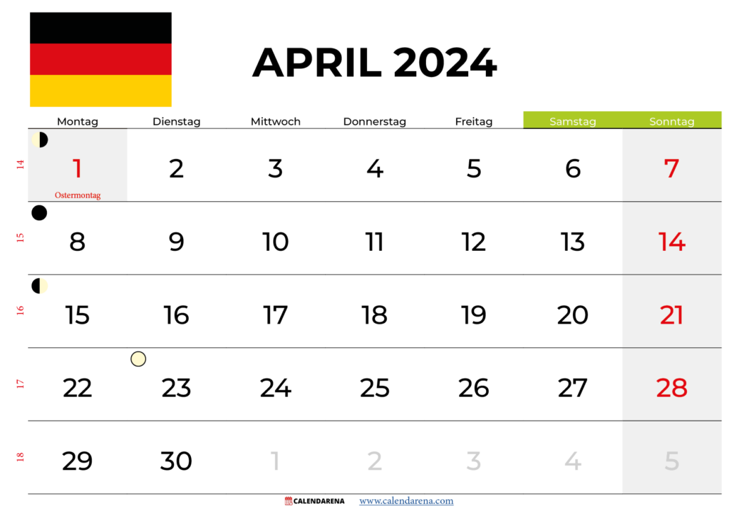 kalender april 2024 Deutschland