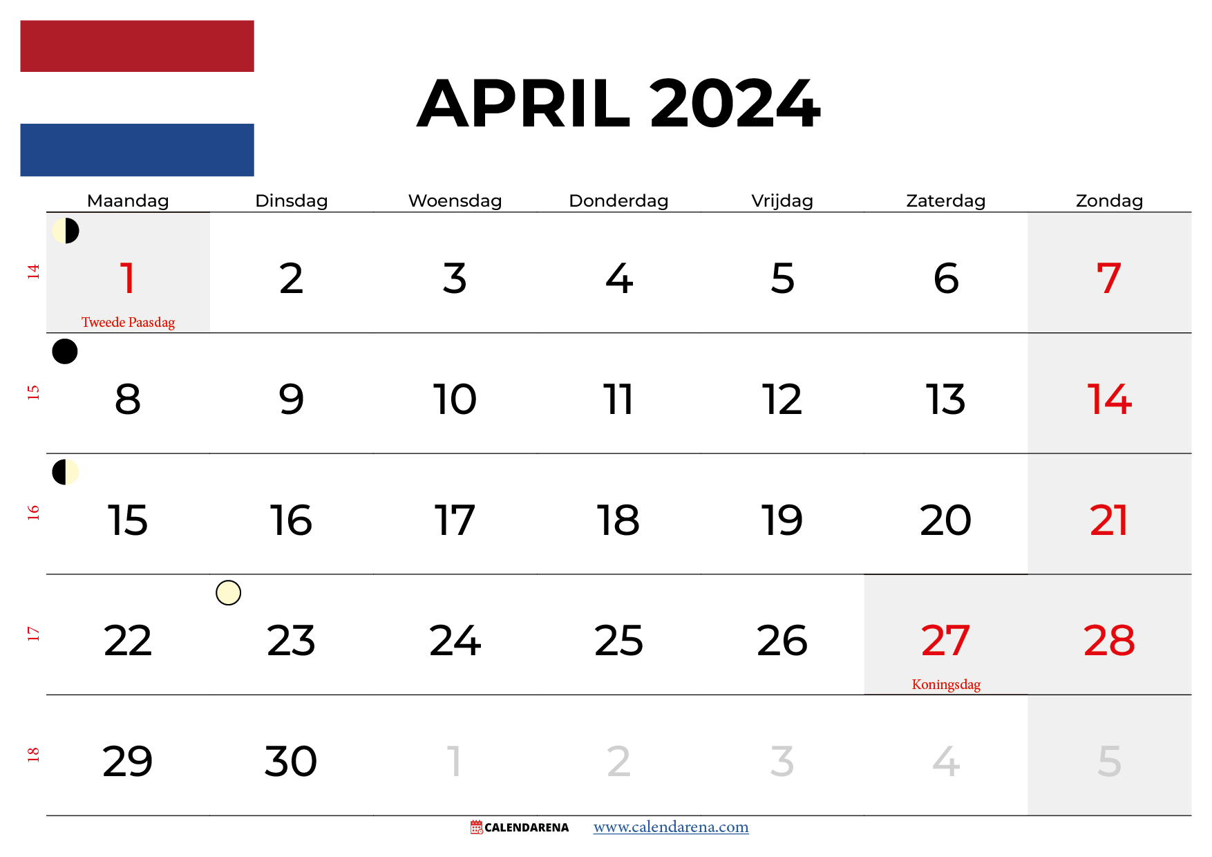 kalender april 2024 nederland