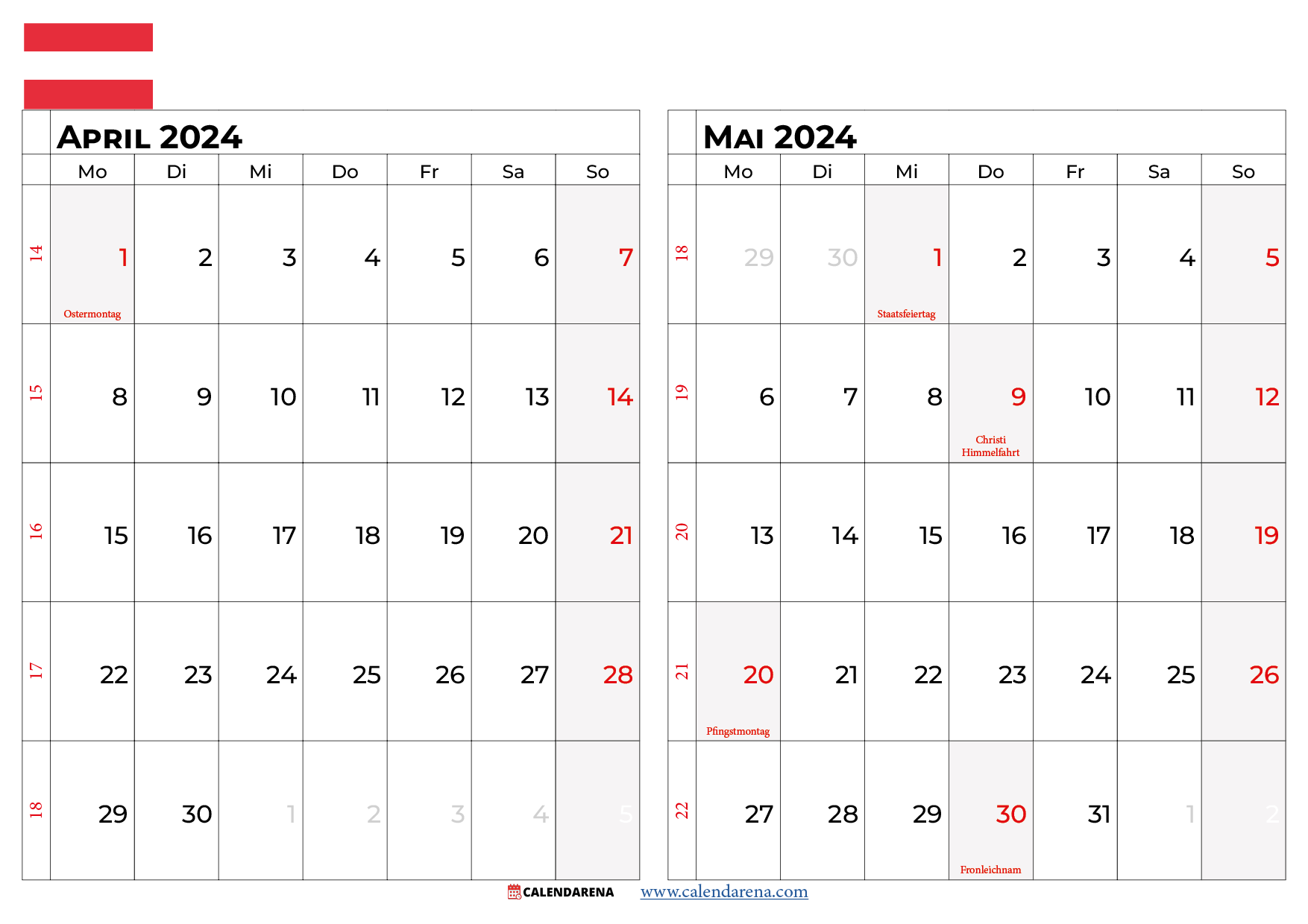 kalender april mai 2024 österreich
