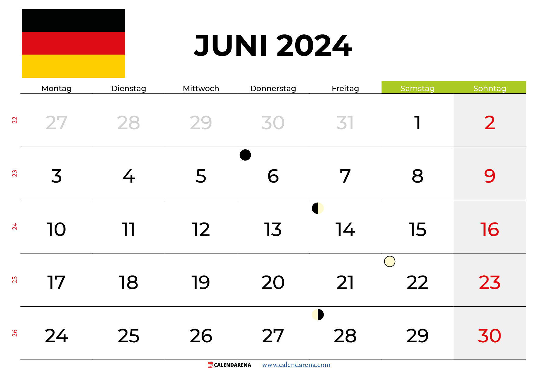 kalender juni 2024 Deutschland