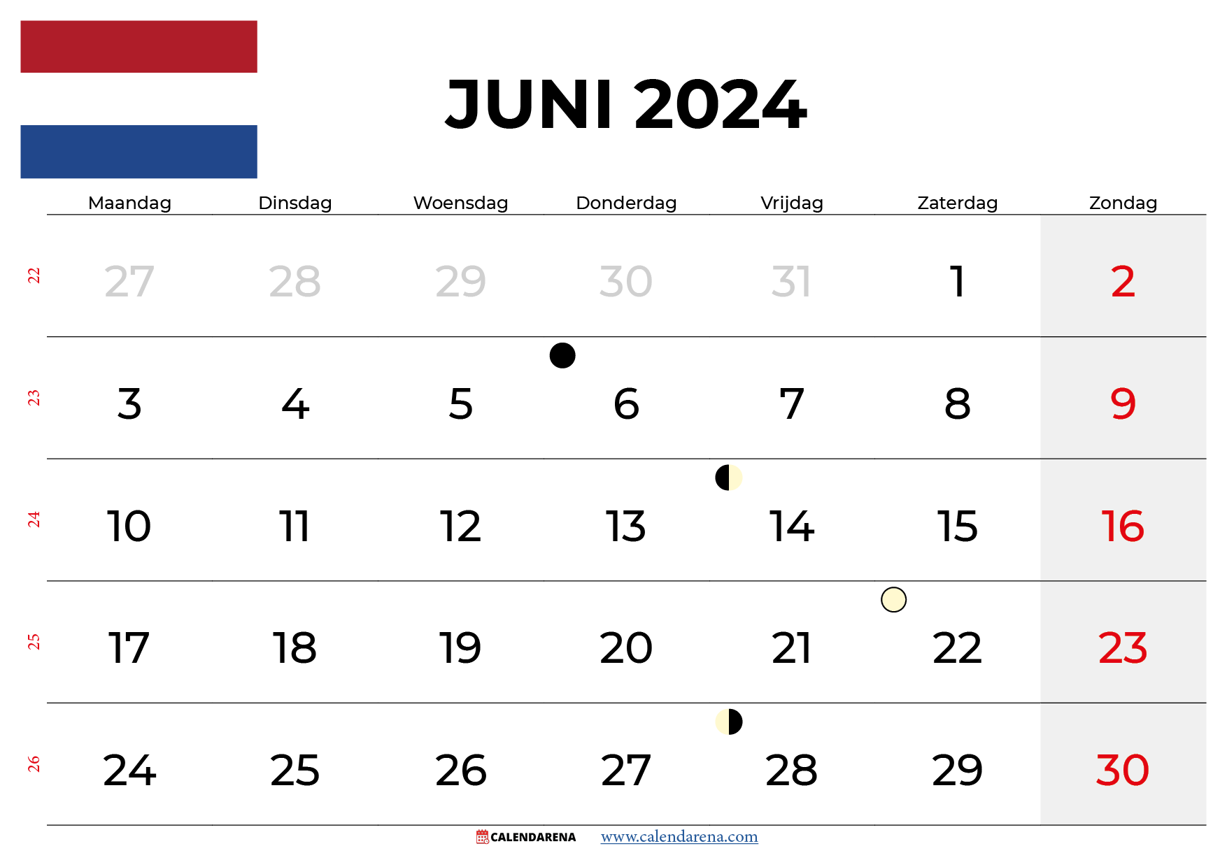 kalender juni 2024 nederland