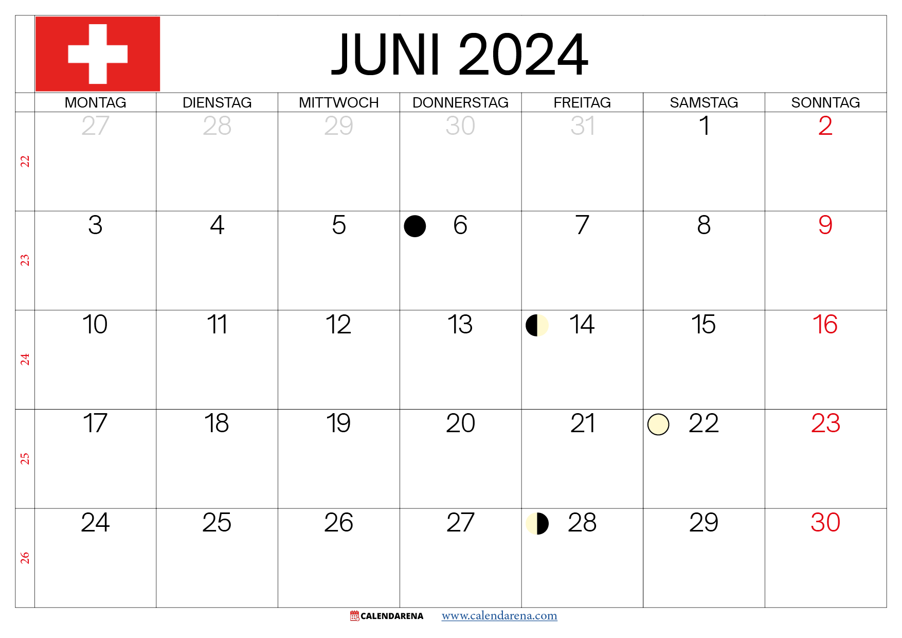 kalender juni 24 Schweiz