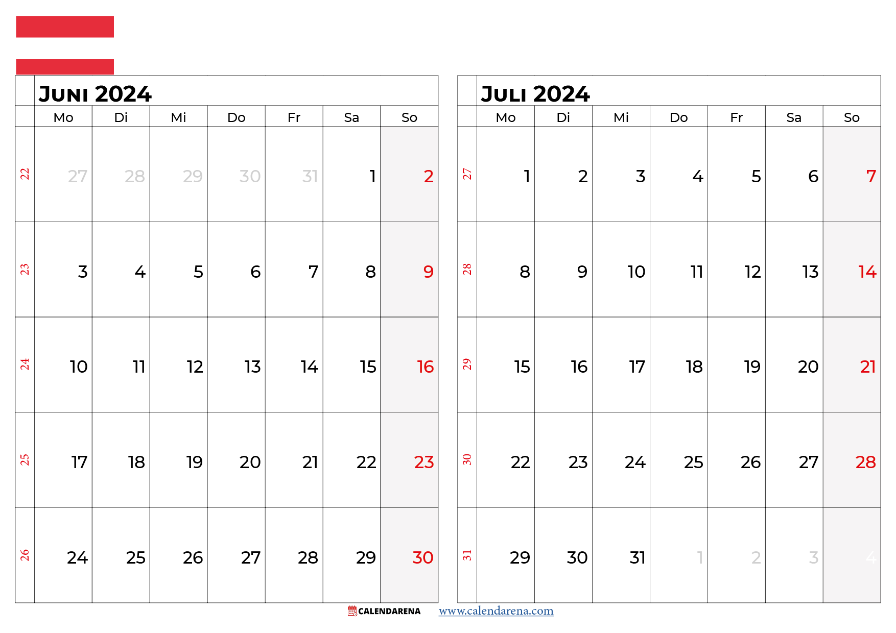 kalender juni juli 2024 österreich