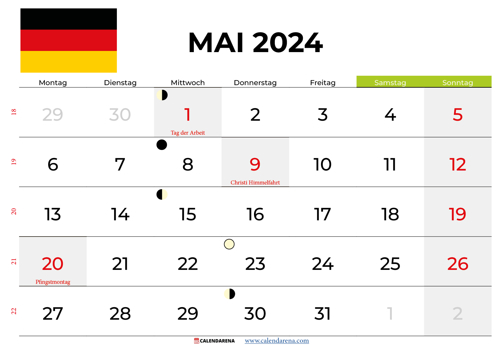 kalender mai 2024 Deutschland