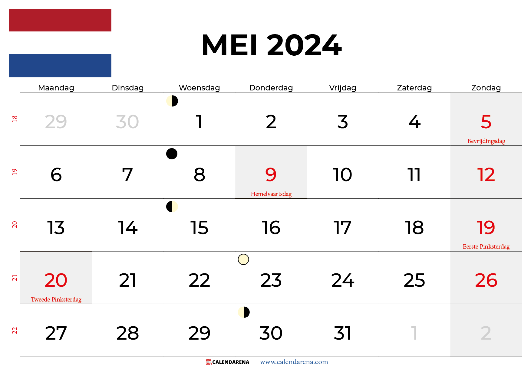 kalender mei 2024 nederland