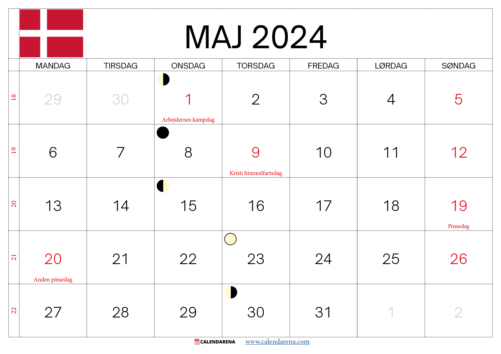maj måned 2024 danmark