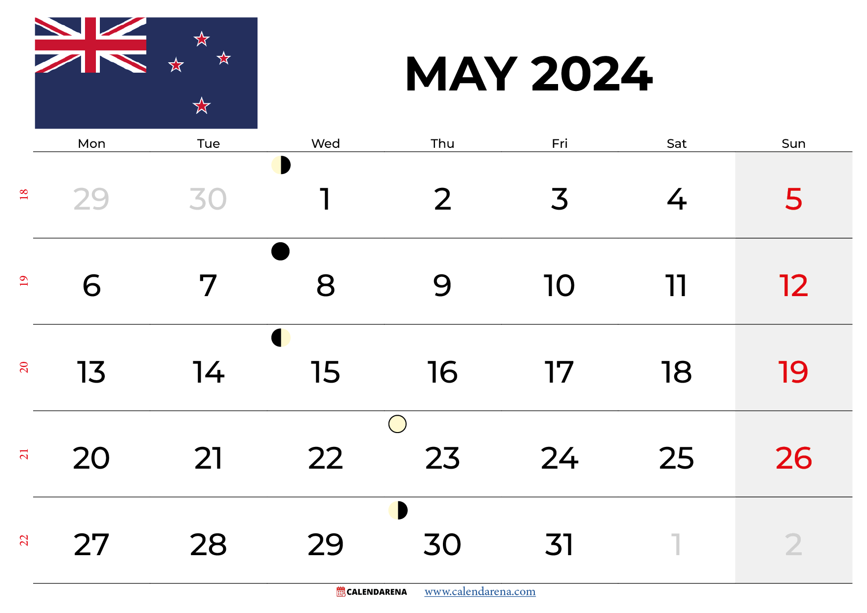 may 2024 calendar nz