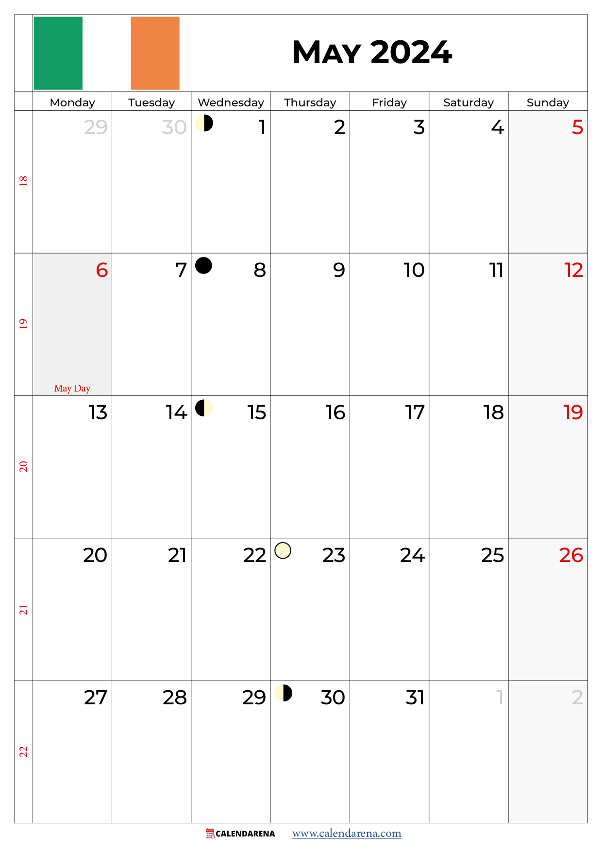 may 2024 calendar with holidays ireland
