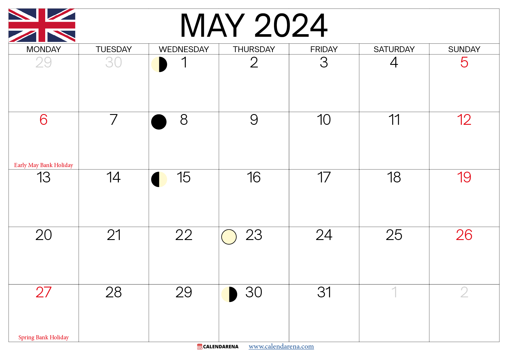 may calendar 2024 UK