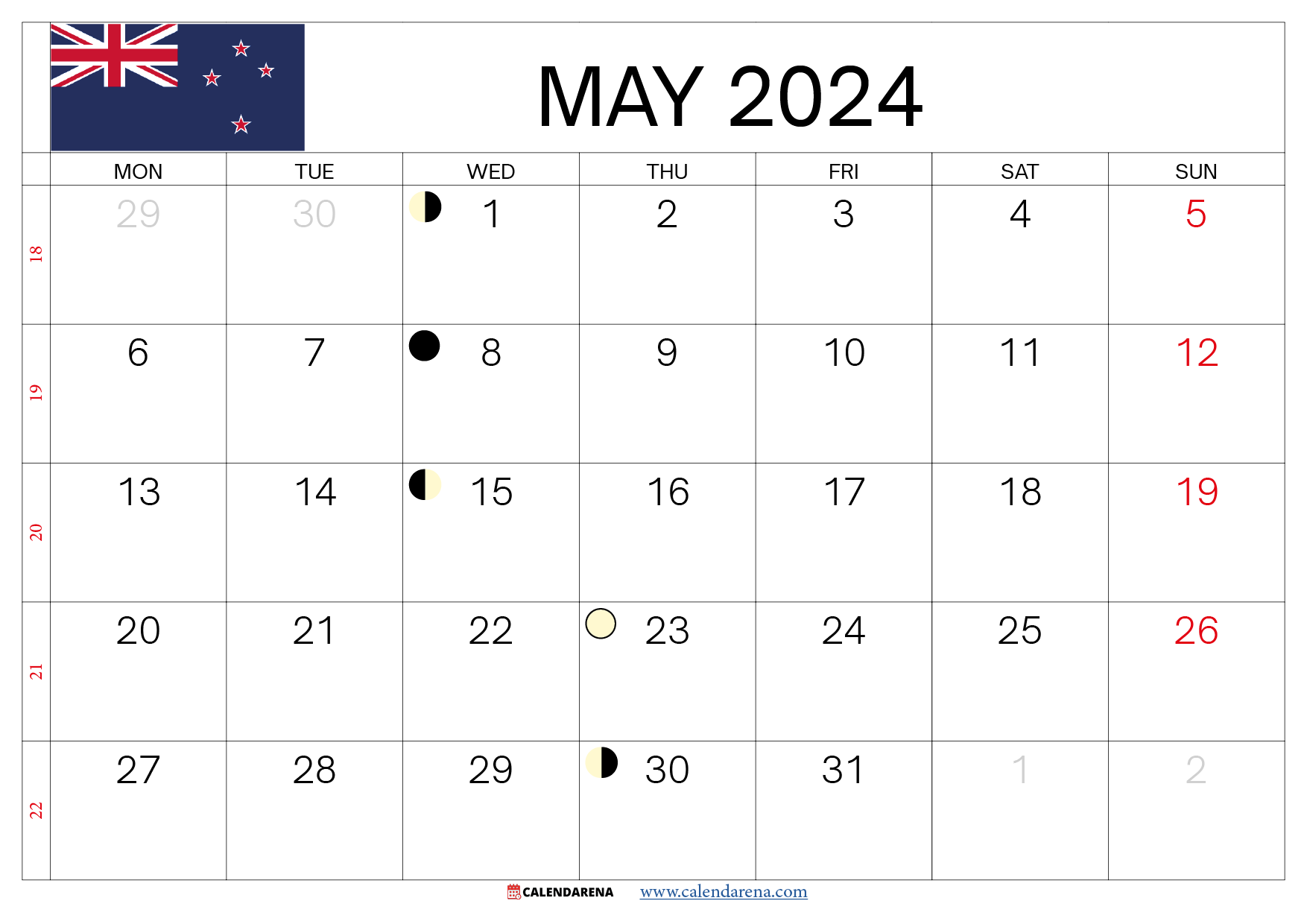 may calendar 2024 nz