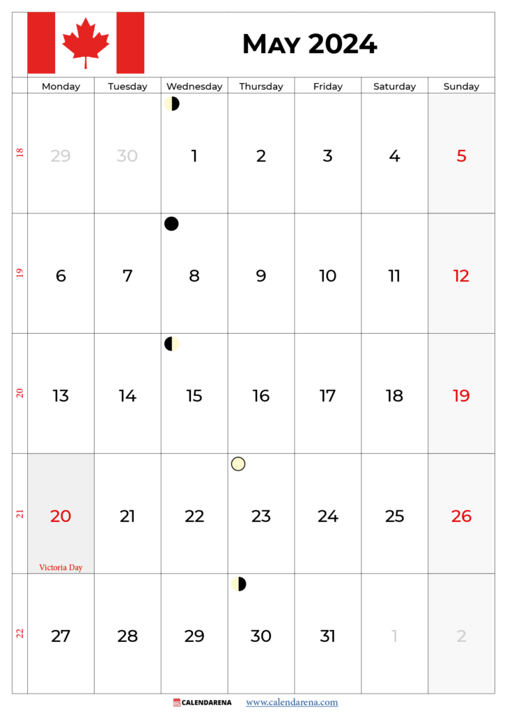 May 2024 Calendar Canada With Holidays