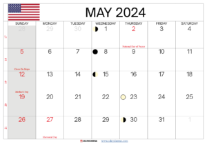 May 2024 Calendar With Holidays USA