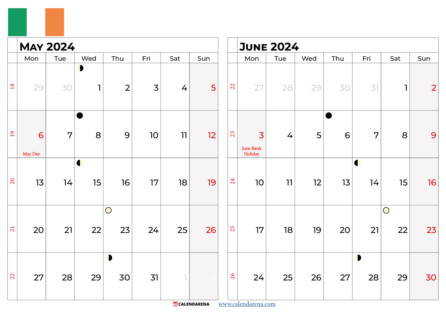 may june 2024 calendar ireland