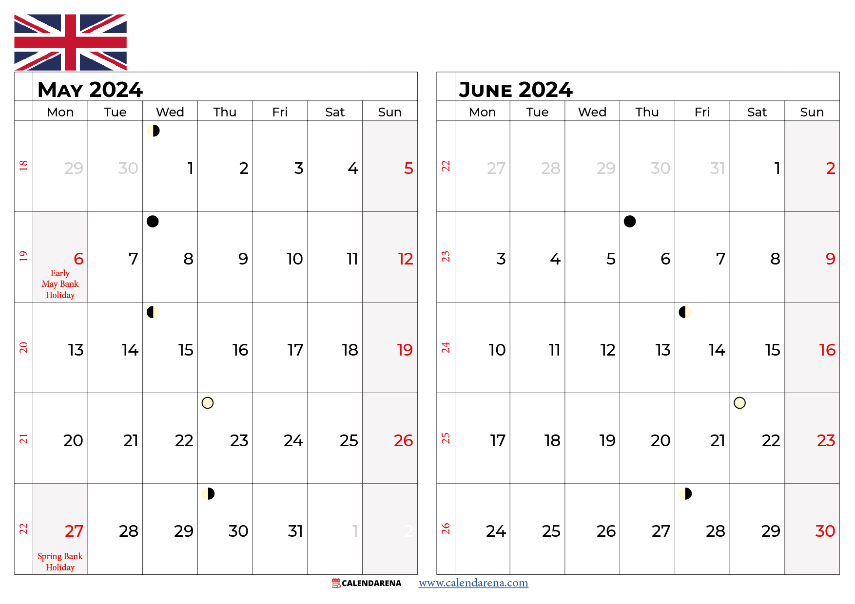 may june 2024 calendar uk