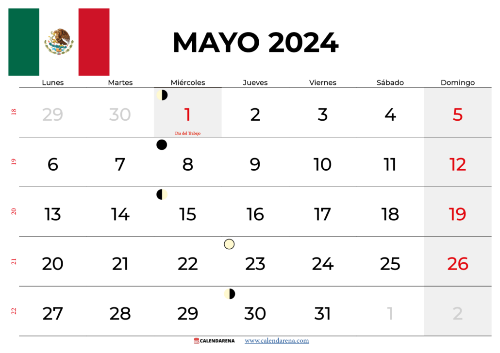 Calendario De Mayo 2024 México