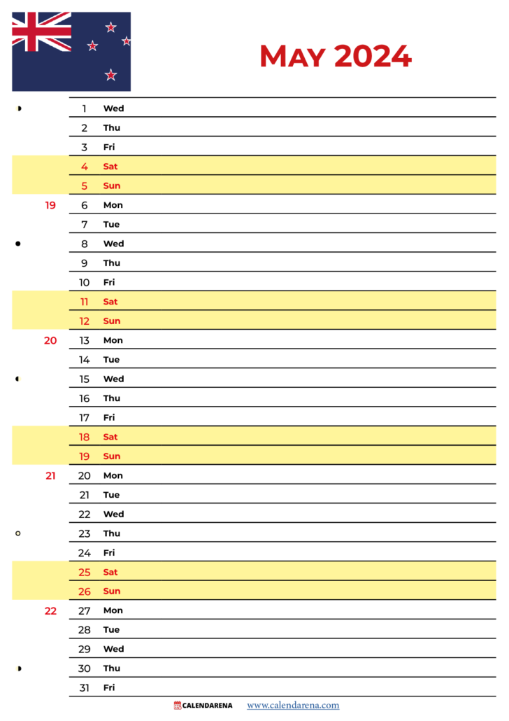May 2024 Calendar NZ
