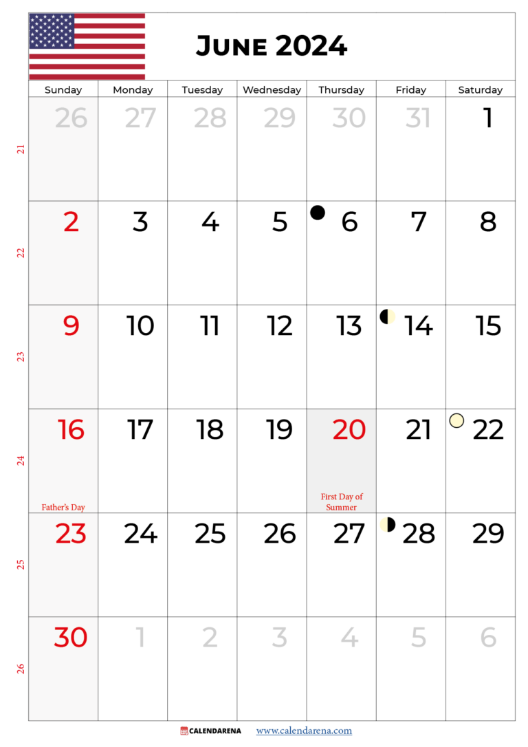 June 2024 Calendar USA With Holidays