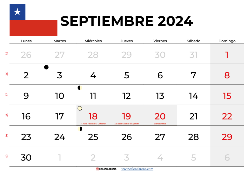 Calendario Septiembre 2024 Chile Para Imprimir