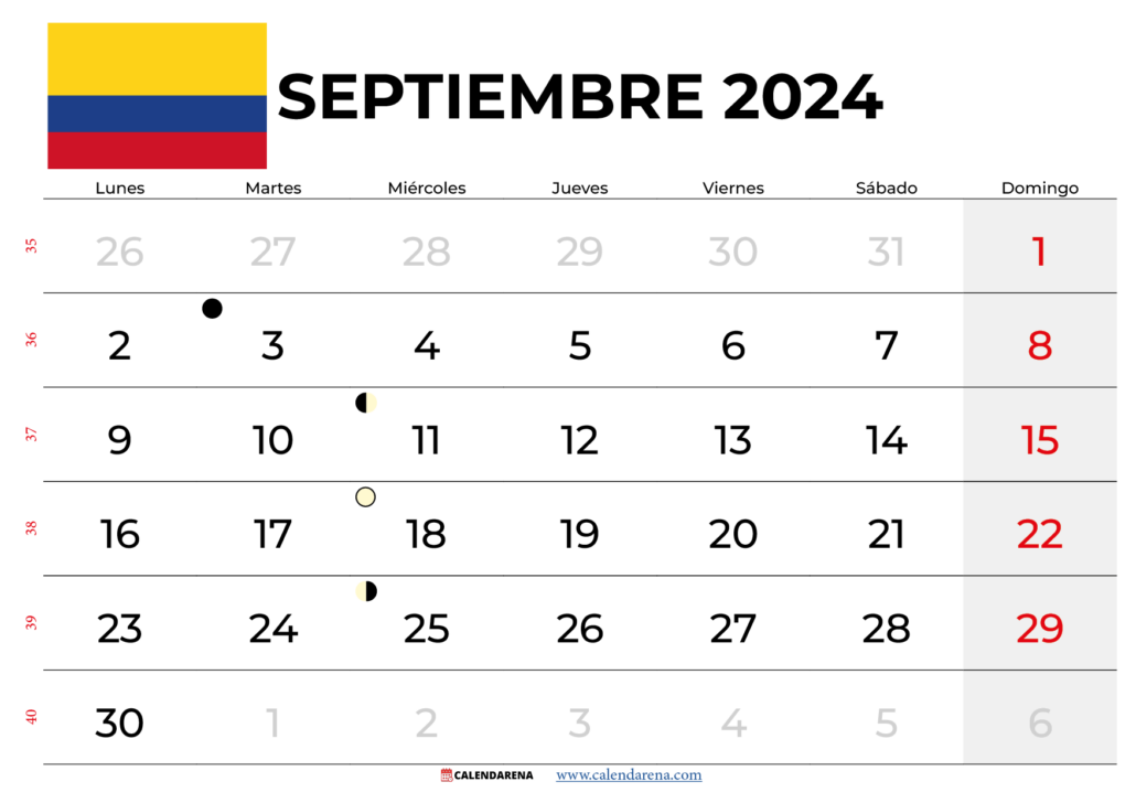 Calendario Septiembre 2024 Colombia