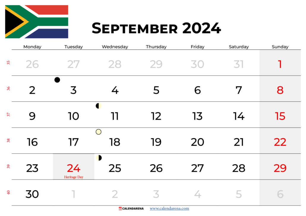 September 2024 Calendar South Africa