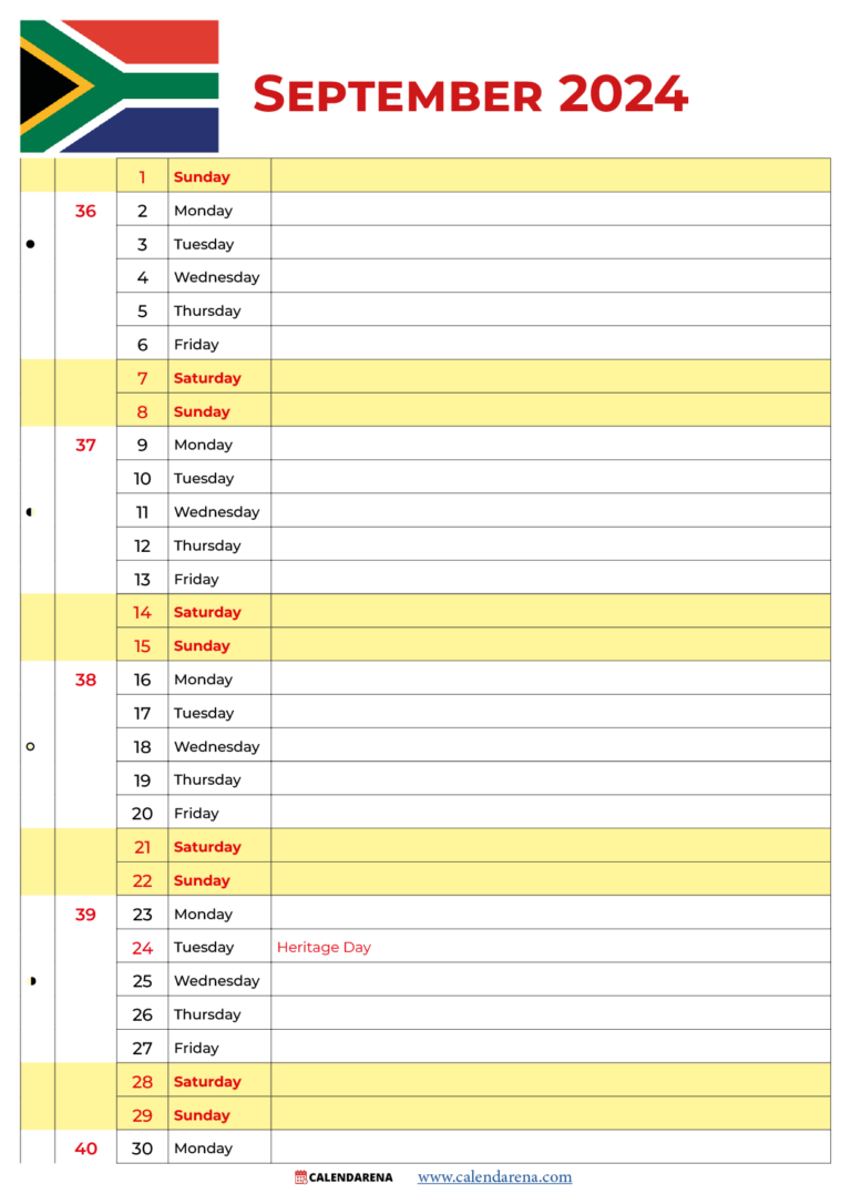 September 2024 Calendar South Africa